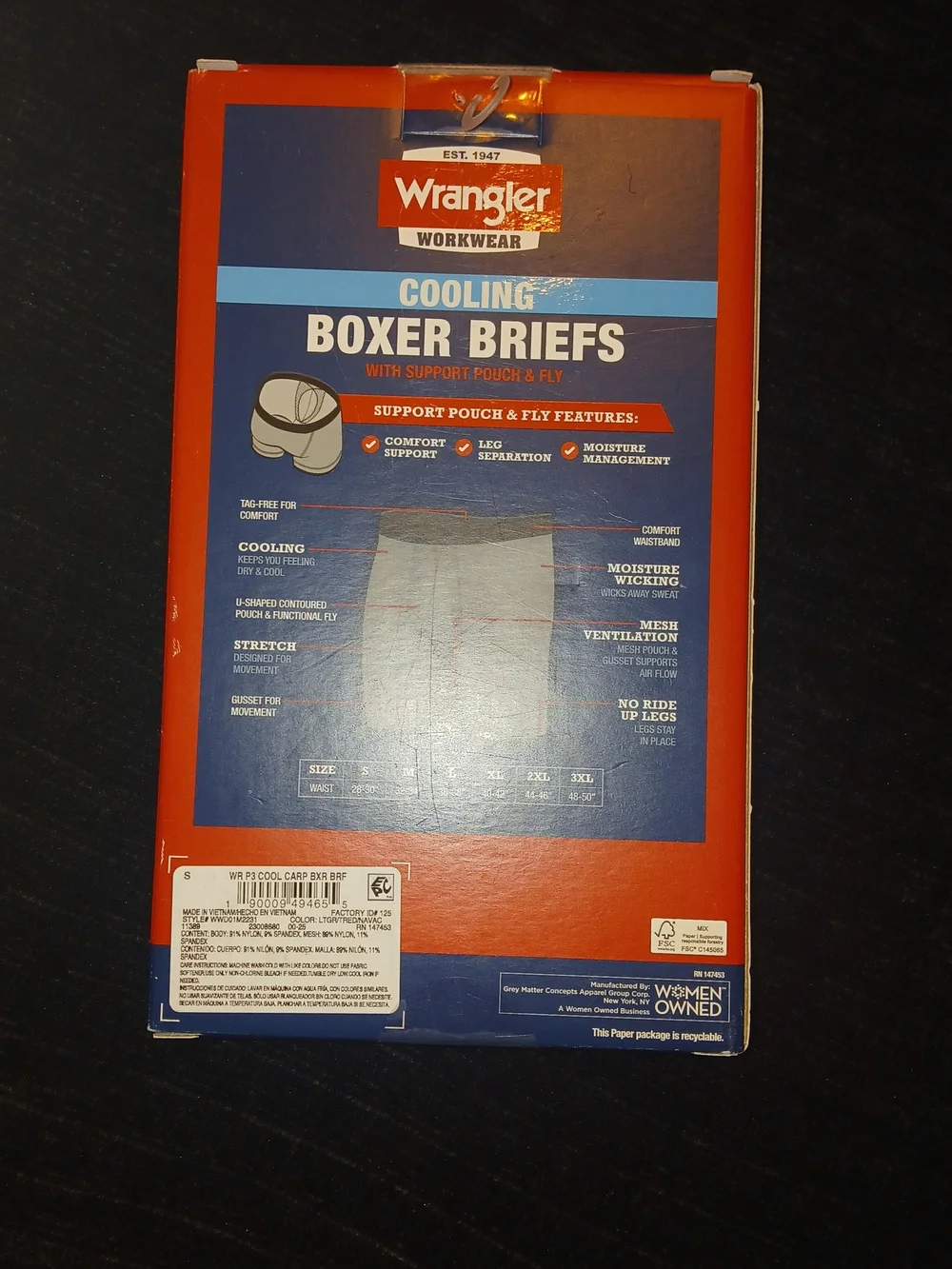 Wrangler Men's Cooling Boxer Briefs - Gray, Red, Blue - 3 Pack